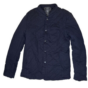 Zhianshi Jacket Mens Medium Navy Blue Quilted‎ Snap Front Casual Bomber Coat